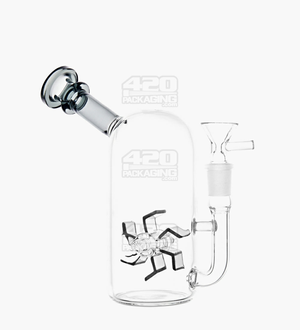 USA Glass | Bent Neck Windmill Perc Water Pipe | 7in Tall - 14mm Bowl - Grey - 2