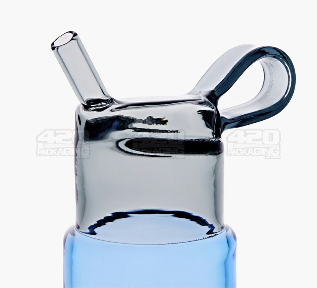 USA Glass | Water Bottle Flask Style Water Pipe | 9.5in Tall - 14mm Bowl - Blue - 3