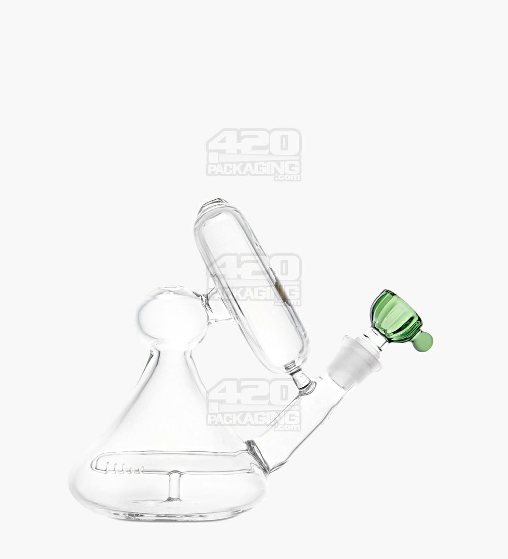 USA Glass | Angled Neck Laid Back Inline Decal Water Pipe | 6in Tall - 14mm Bowl - Clear - 2