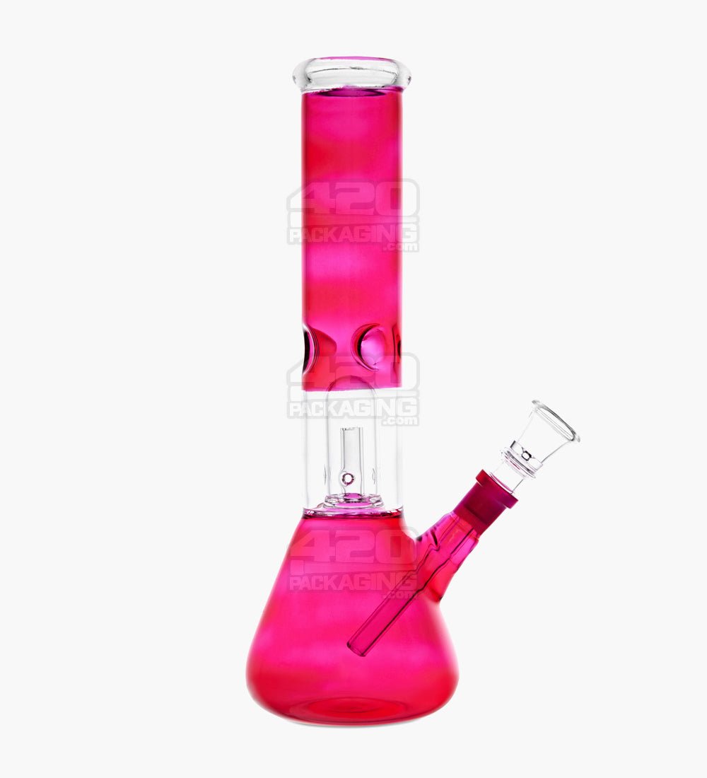 Straight Neck Showerhead Perc Glass Beaker Water Pipe w/ Ice Catcher | 10in Tall - 14mm Bowl - Red - 1