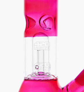 Straight Neck Showerhead Perc Glass Beaker Water Pipe w/ Ice Catcher | 10in Tall - 14mm Bowl - Red - 3