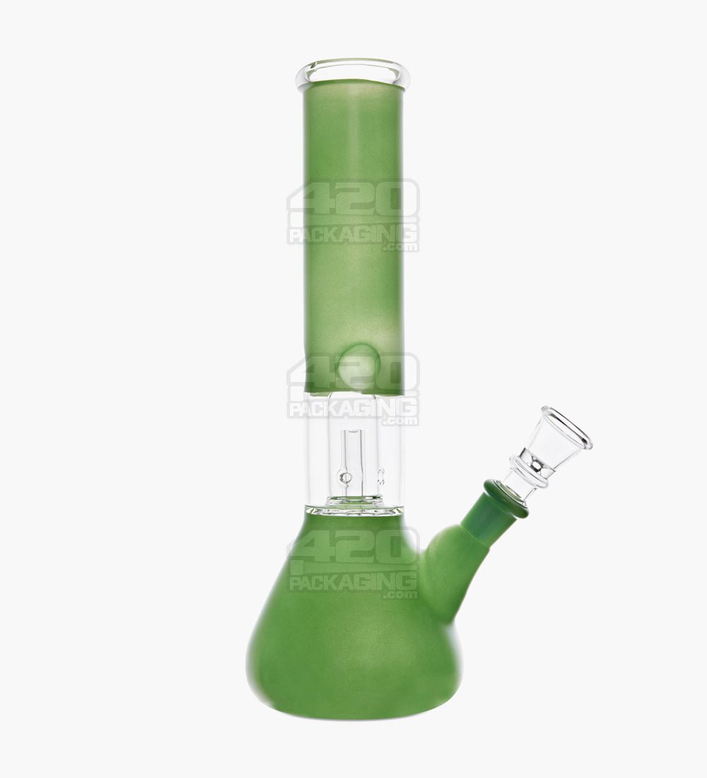Straight Neck Showerhead Perc Glass Beaker Water Pipe w/ Ice Catcher | 10in Tall - 14mm Bowl - Slyme Green - 1