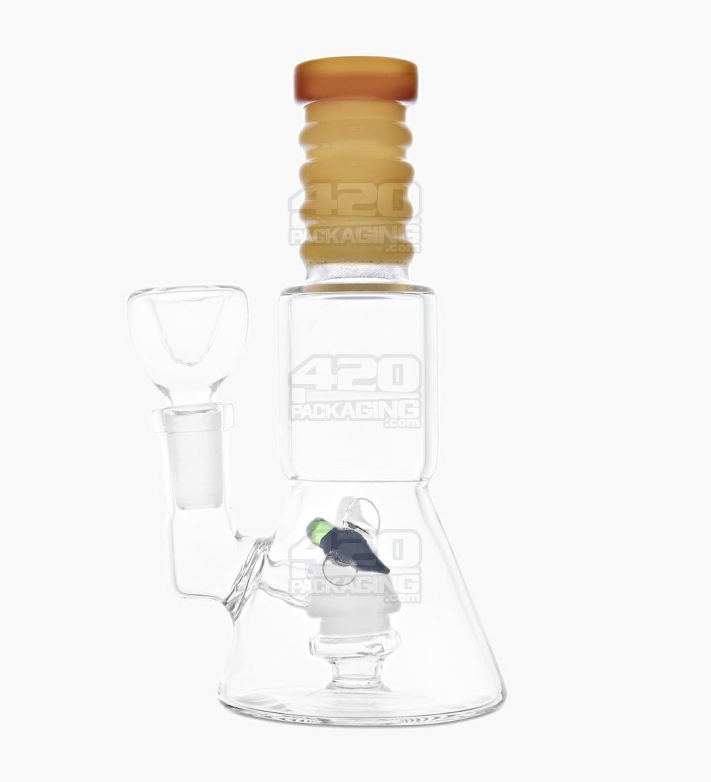 Straight Ringed Neck Beehive Showerhead Perc Glass Water Pipe | 6.5in Tall - 14mm Bowl - Assorted - 2
