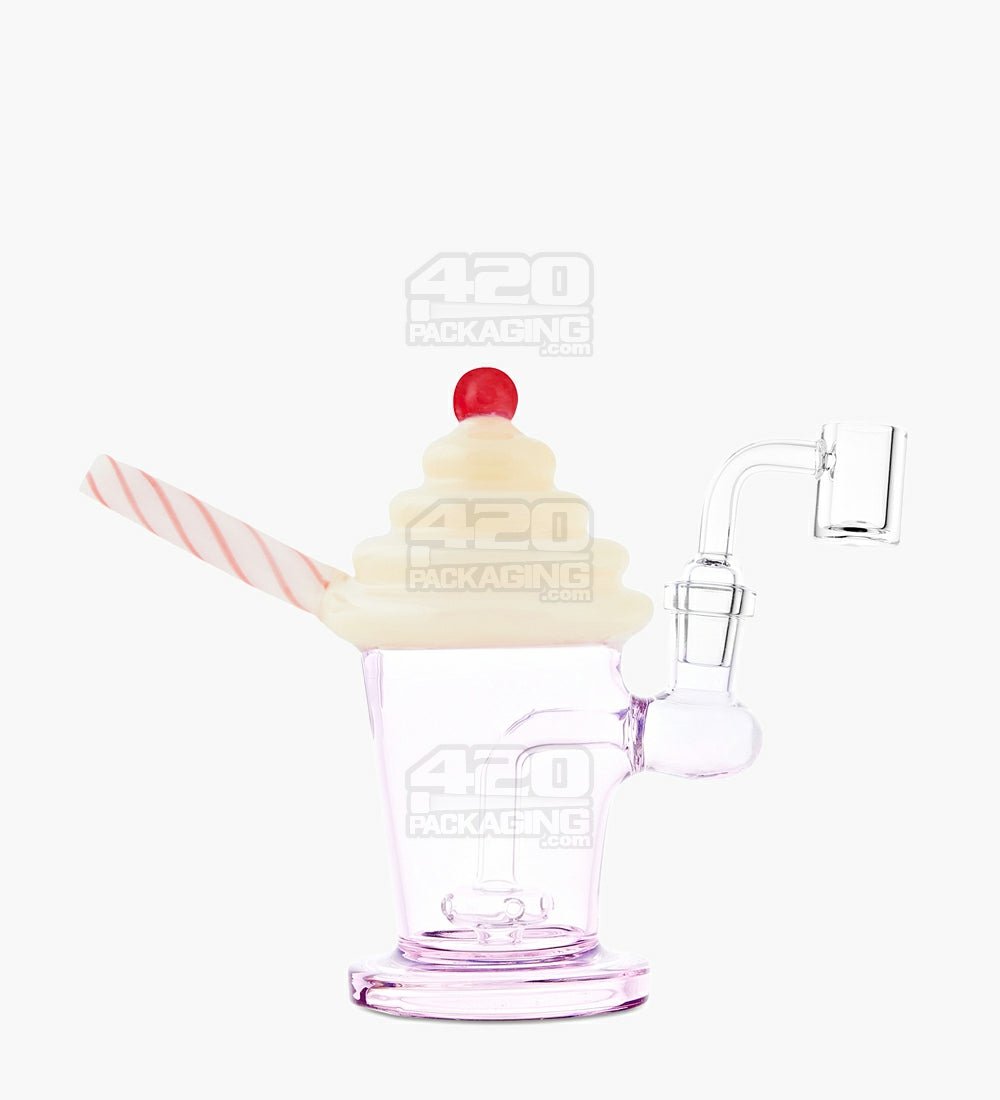 Bent Neck Ice Cream Shake Glass Mini Water Pipe | 6in Tall - 14mm Bowl - Yellow - 1