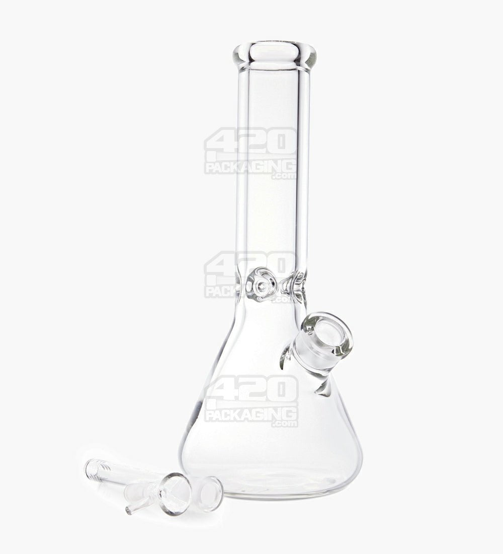 USA Glass | Straight Heavy Glass Beaker Water Pipe w/ Ice Catcher | 12in Tall - 14mm Bowl - Clear - 2
