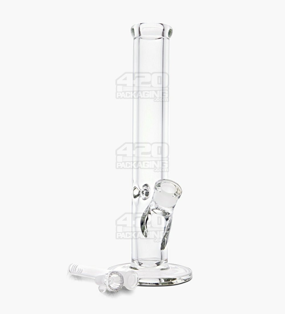 USA Glass | Straight Heavy Glass Water Pipe w/ Ice Catcher | 14in Tall - 14mm Bowl - Clear - 2