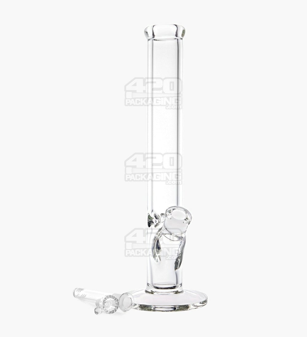 USA Glass | Straight Heavy Glass Water Pipe w/ Ice Catcher | 16in Tall - 14mm Bowl - Clear - 2