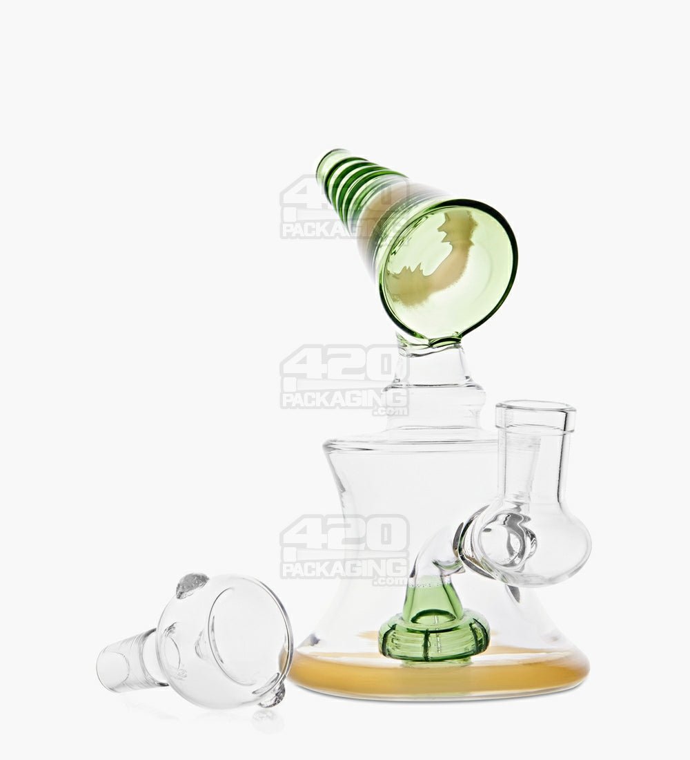 USA Glass | Sidecar Funnel Glass Water Pipe | 6in Tall - 14mm Bowl - Green - 2