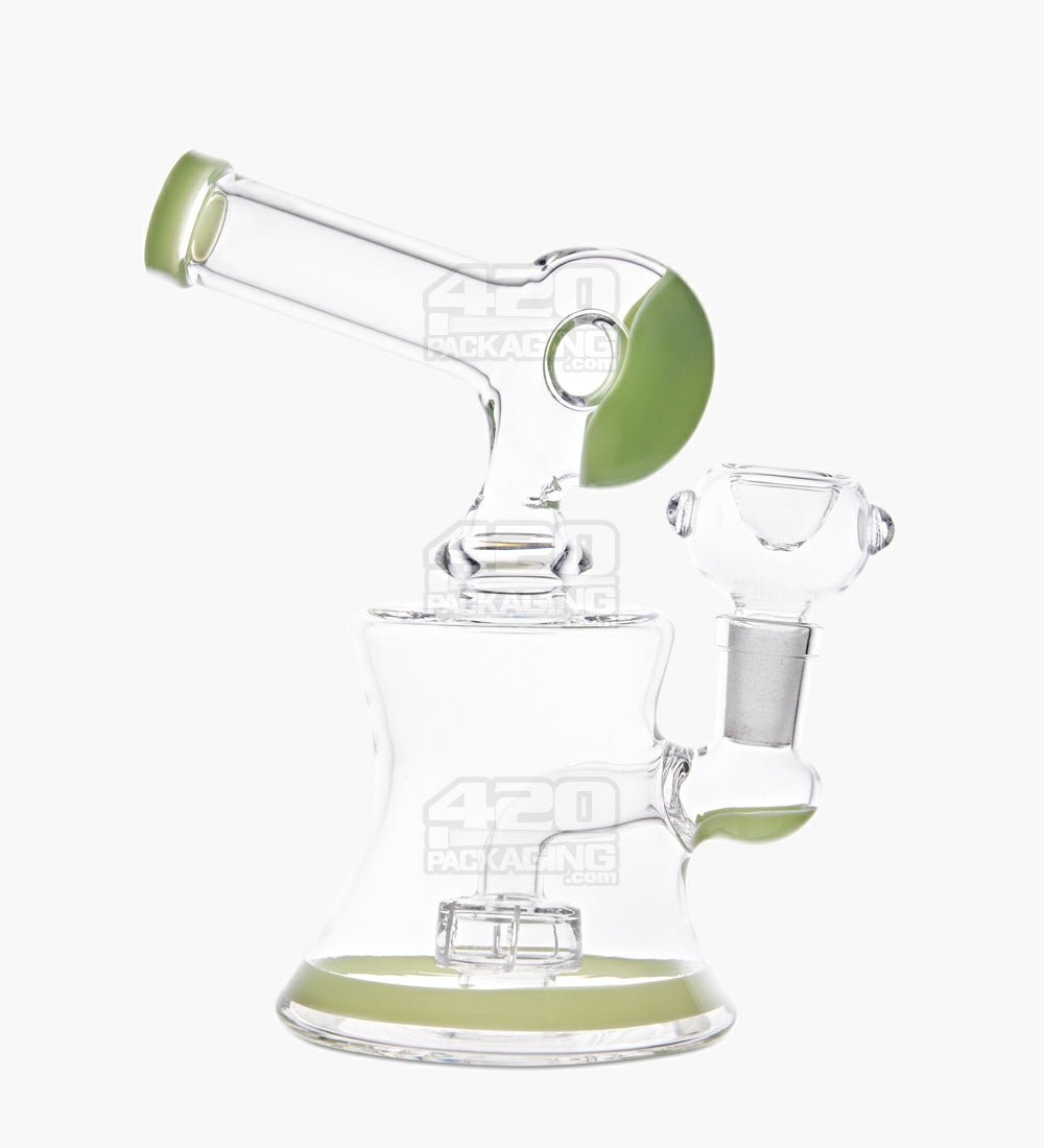 USA Glass | Sidecar Donut Glass Water Pipe w/ Honeycomb Bowl | 6.5in Tall - 14mm Bowl - Green - 1
