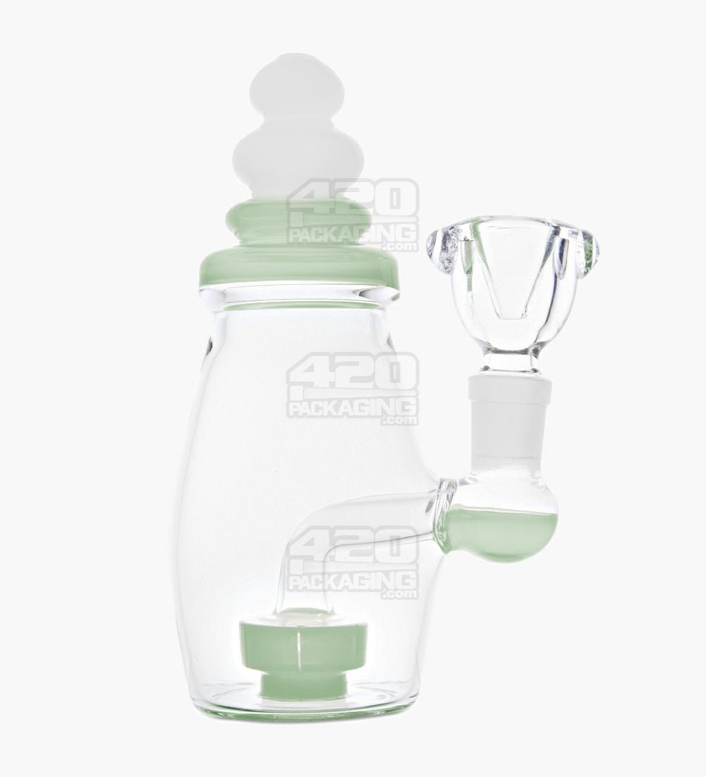 USA Glass | Straight Neck Baby Bottle Water Pipe w/ Showerhead Percolator | 6in Tall - 14mm Bowl - Green - 1