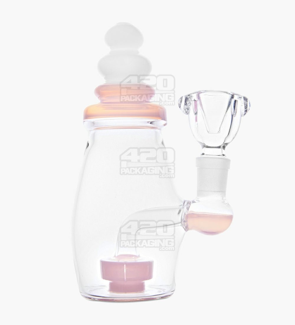 USA Glass | Straight Neck Baby Bottle Water Pipe w/ Showerhead Percolator | 6in Tall - 14mm Bowl - Pink - 1