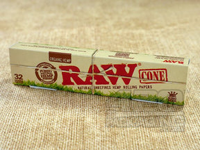 RAW Cone Organic Hemp King Size Pre Rolled Cones - 3 Packs - 32/Box - 2