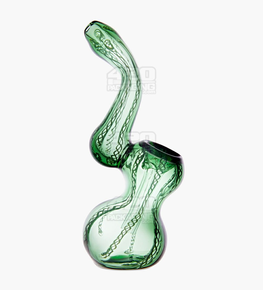 Ribboned Bubbler | 5in Tall - Glass - Green - 1