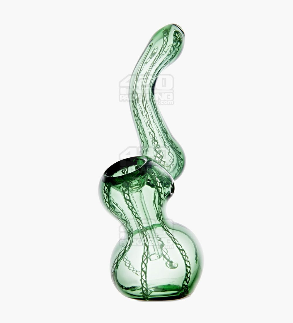 Ribboned Bubbler | 5in Tall - Glass - Green - 2
