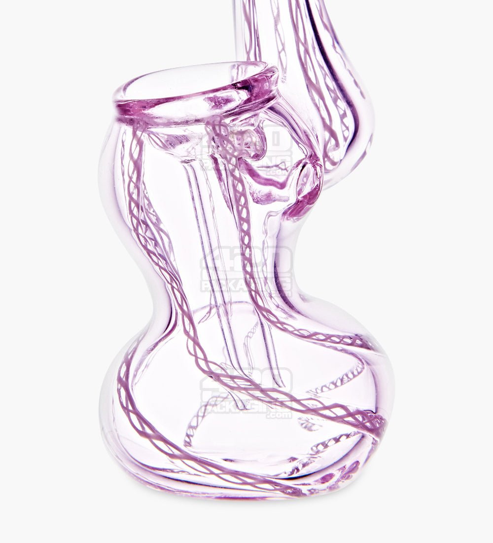 Ribboned Bubbler | 5in Tall - Glass - Pink - 3