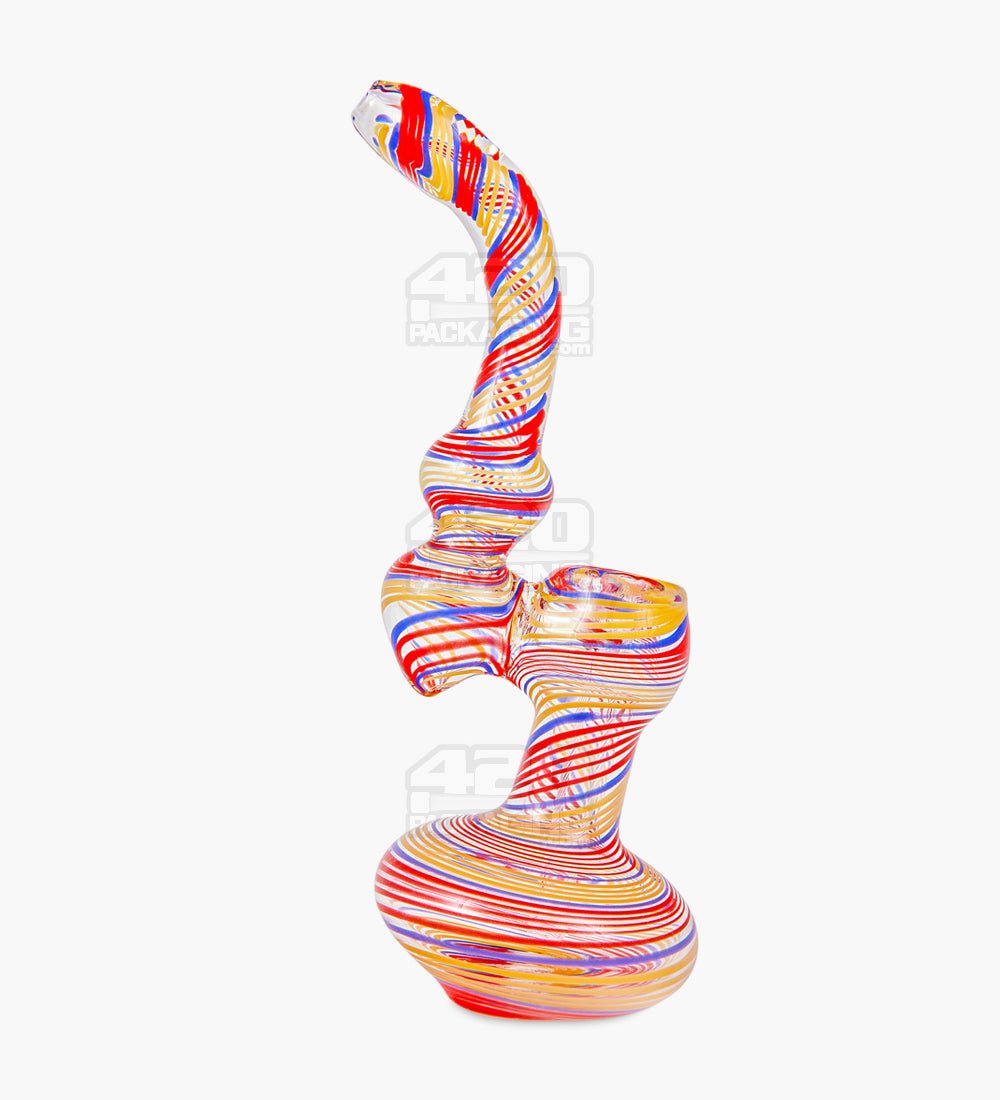 Flat Mouth Spiral Bubbler | 8.5in Tall - Glass - Assorted - 7