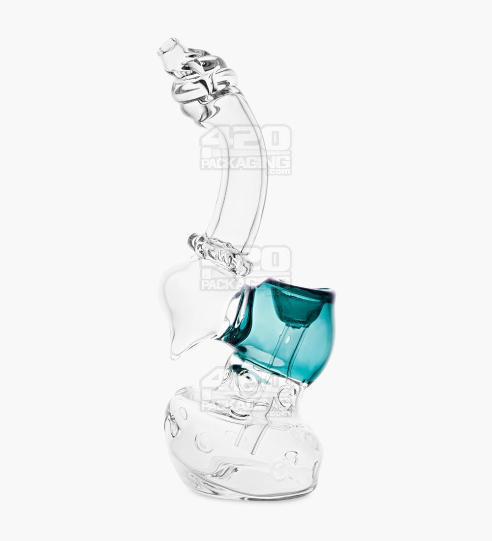 Bent Neck Imprinted Base Bubbler | 7.5in Tall - Glass - Assorted - 8