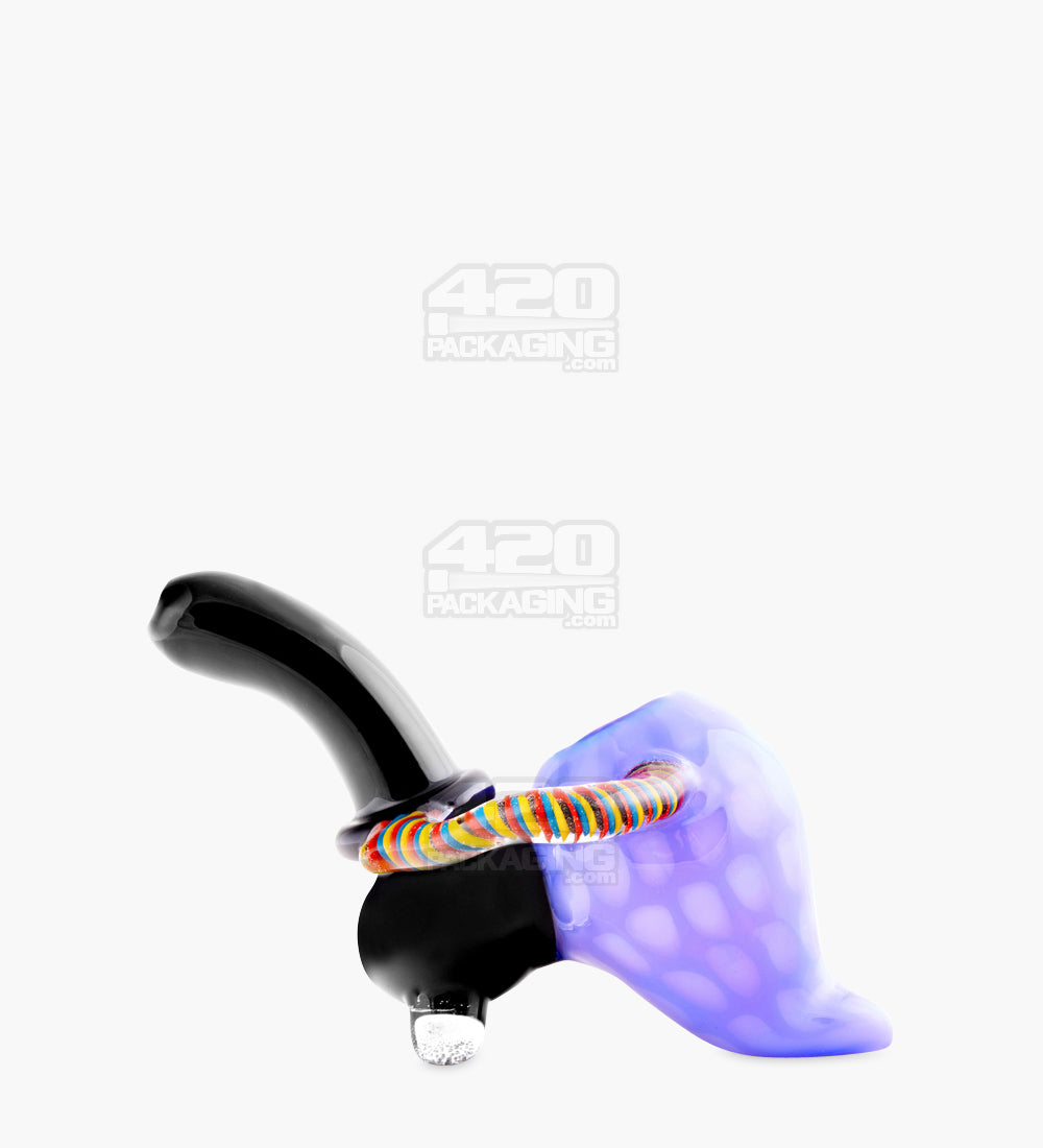 Honeycomb Swirl Handle Bubbler w/ Black Mouthpiece | 5in Tall - Glass - Assorted