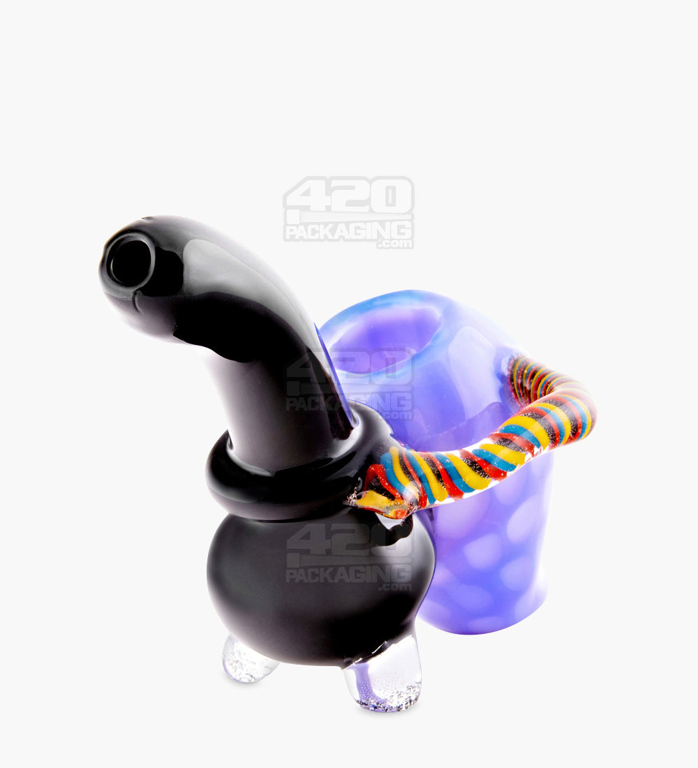 Honeycomb Swirl Handle Bubbler w/ Black Mouthpiece | 5in Tall - Glass - Assorted