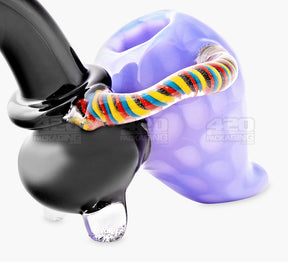 Honeycomb Swirl Handle Bubbler w/ Black Mouthpiece | 5in Tall - Glass - Assorted