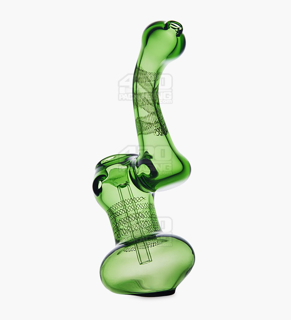 Raked & Ribboned Mini Bubbler | 5.5in Tall - Glass - Green - 4