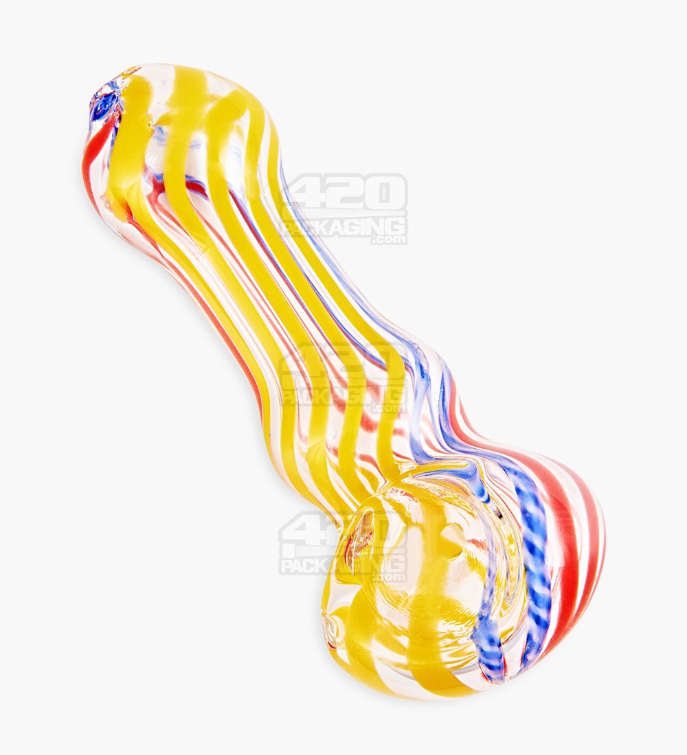 Ribboned & Swirl Spoon Hand Pipe | 3.5in Long - Glass - Assorted - 1