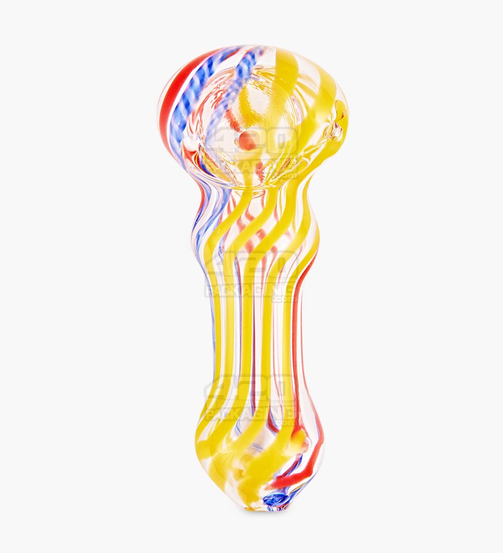 Ribboned & Swirl Spoon Hand Pipe | 3.5in Long - Glass - Assorted - 2