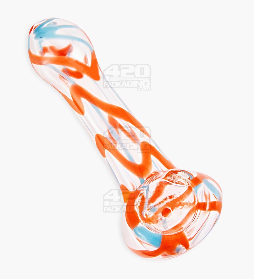 Ribboned & Swirl Spoon Hand Pipe | 3.5in Long - Glass - Assorted - 5