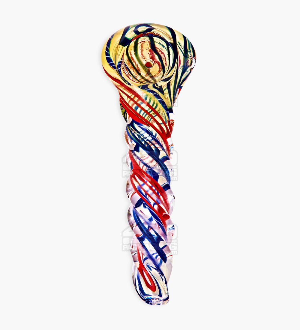 Spiral & Gold Fumed Twist Hand Pipe | 5in Long - Glass - Assorted - 2