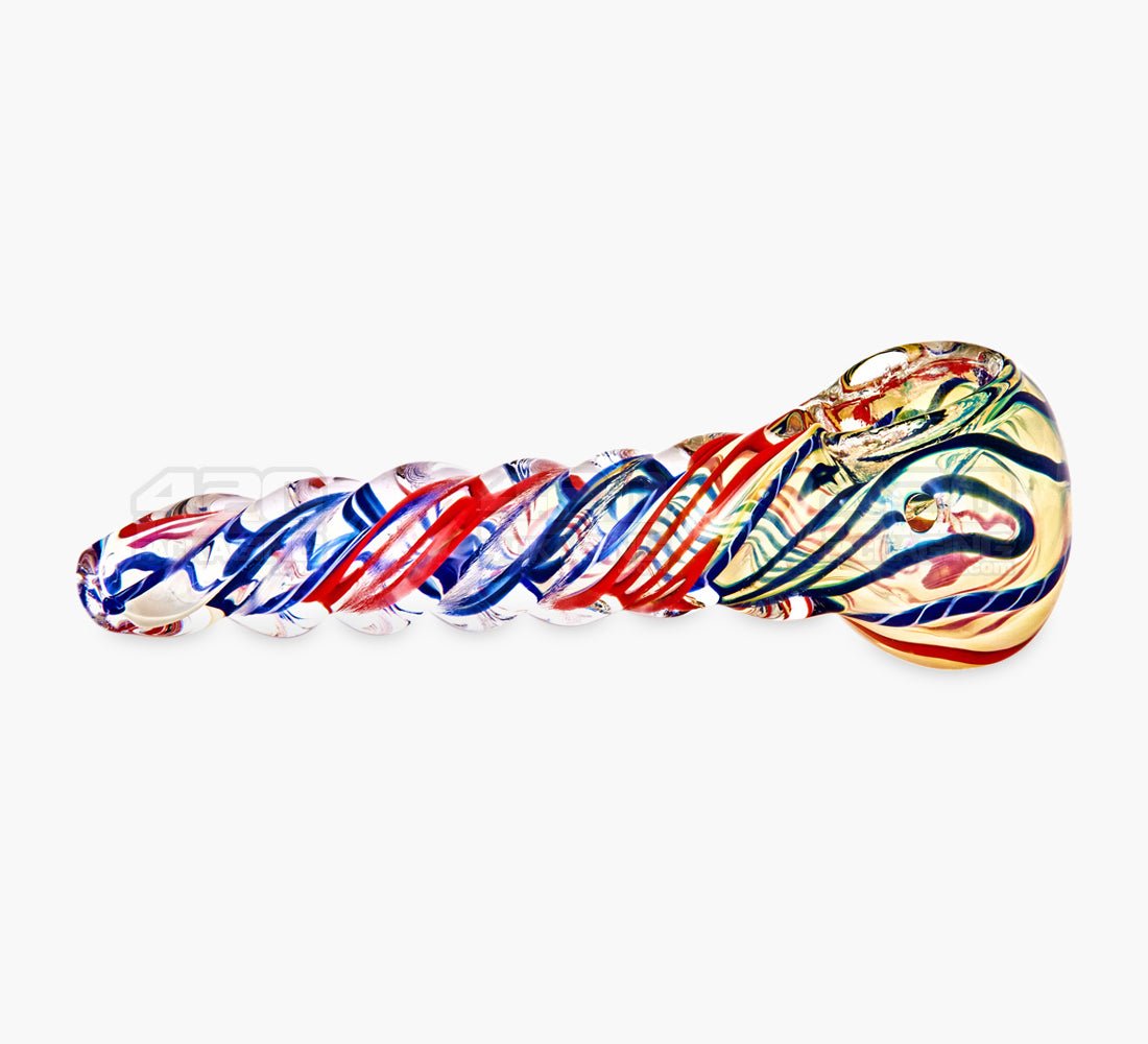 Spiral & Gold Fumed Twist Hand Pipe | 5in Long - Glass - Assorted - 5