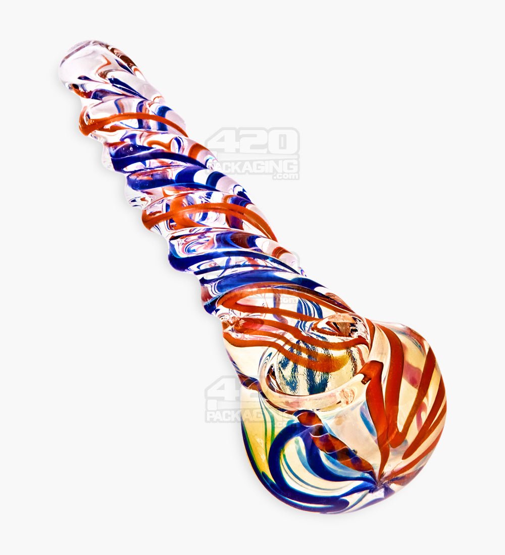 Spiral & Gold Fumed Twist Hand Pipe | 5in Long - Glass - Assorted - 6