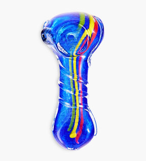 Frit & Striped Ringed Spoon Hand Pipe | 3.5in Long - Glass - Assorted - 2