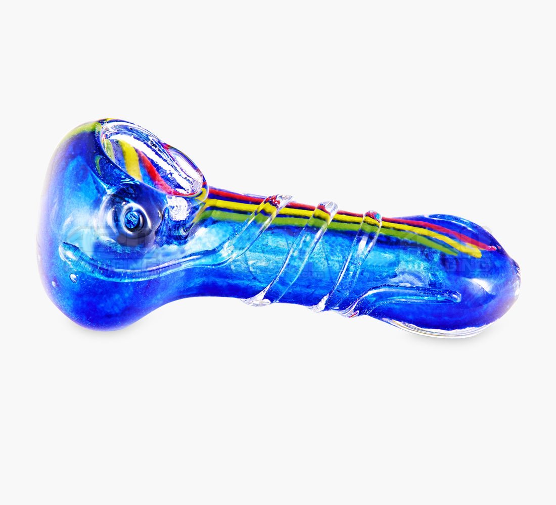 Frit & Striped Ringed Spoon Hand Pipe | 3.5in Long - Glass - Assorted - 3