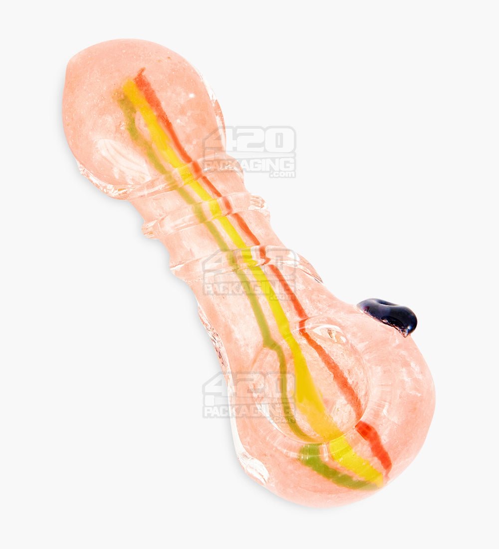 Frit & Striped Ringed Spoon Hand Pipe | 3.5in Long - Glass - Assorted - 6