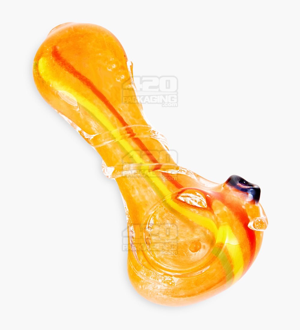 Frit & Striped Ringed Spoon Hand Pipe | 3.5in Long - Glass - Assorted - 7