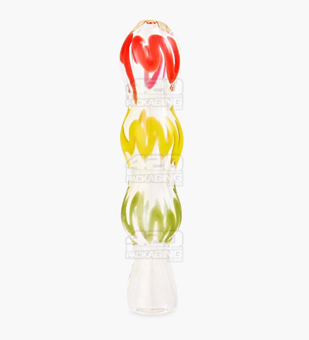 Swirl Ringed Chillum Hand Pipe | 3in Long - Glass - Assorted - 1