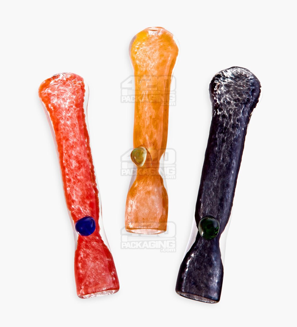 Assorted Frit Chillum Hand Pipe | 3in Long - Glass - 50/Box - 1