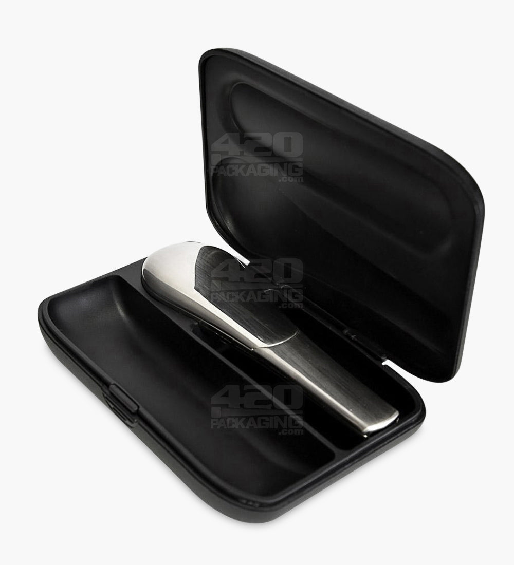 Swivel Lid Magnetic Spoon Hand Pipe w/ Carrying Case | 3.5in Long - Aluminum - Assorted - 8
