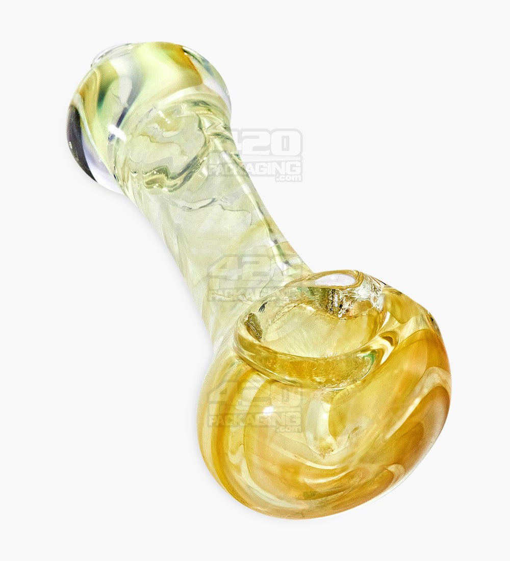 Spiral & Gold Fumed Spoon Hand Pipe | 3.5in Long - Glass - Assorted - 1