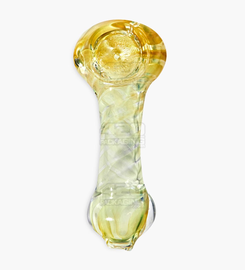 3.5 Yellow and Blue Striped Glass Smoking Pipe