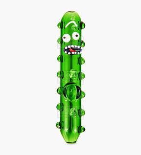 Pickle Rick Steamroller Hand Pipe w/ Multi Knockers | 5.5in Long - Glass - Green - 3