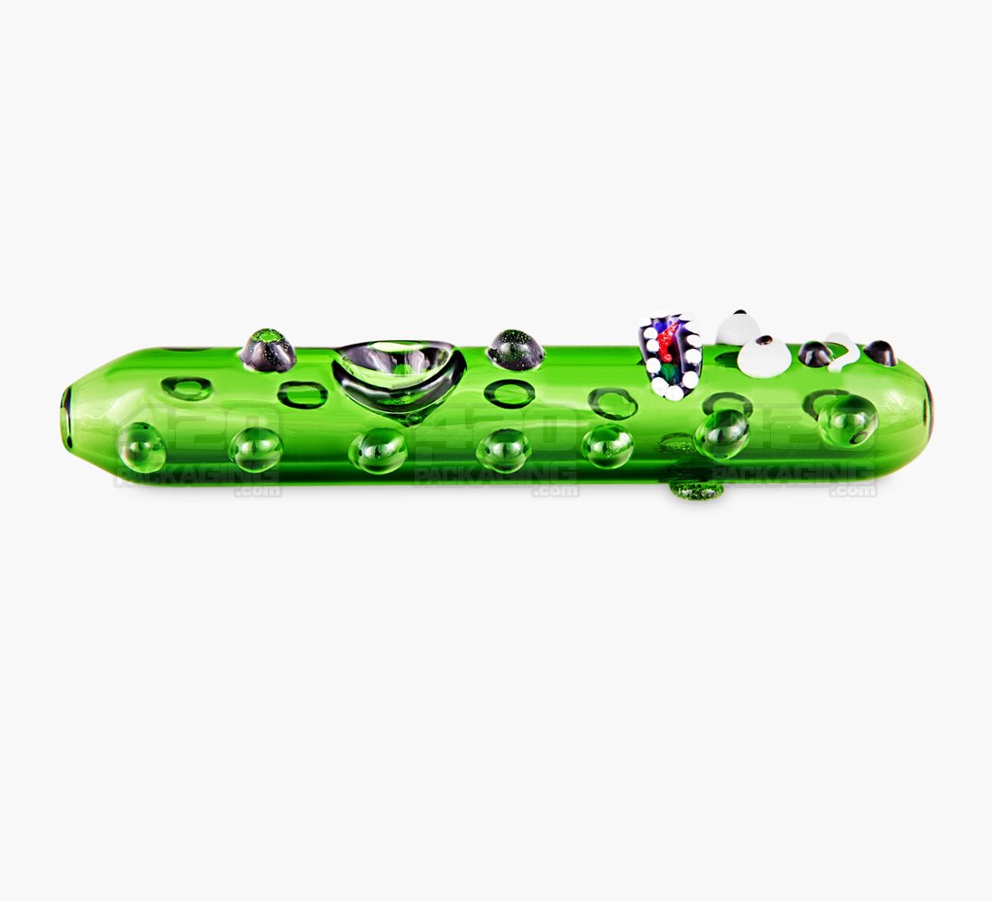 Pickle Rick Steamroller Hand Pipe w/ Multi Knockers | 5.5in Long - Glass - Green - 4