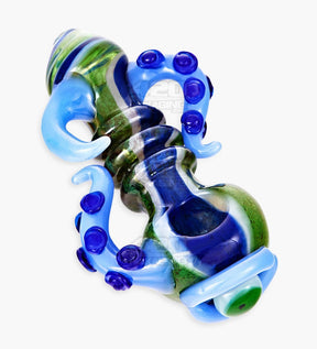 Heady Triple Ringed Frit Kraken Spoon Hand Pipe w/ Marble Eye & Double Tentacles | 6in Long - Very Thick Glass - Assorted - 6