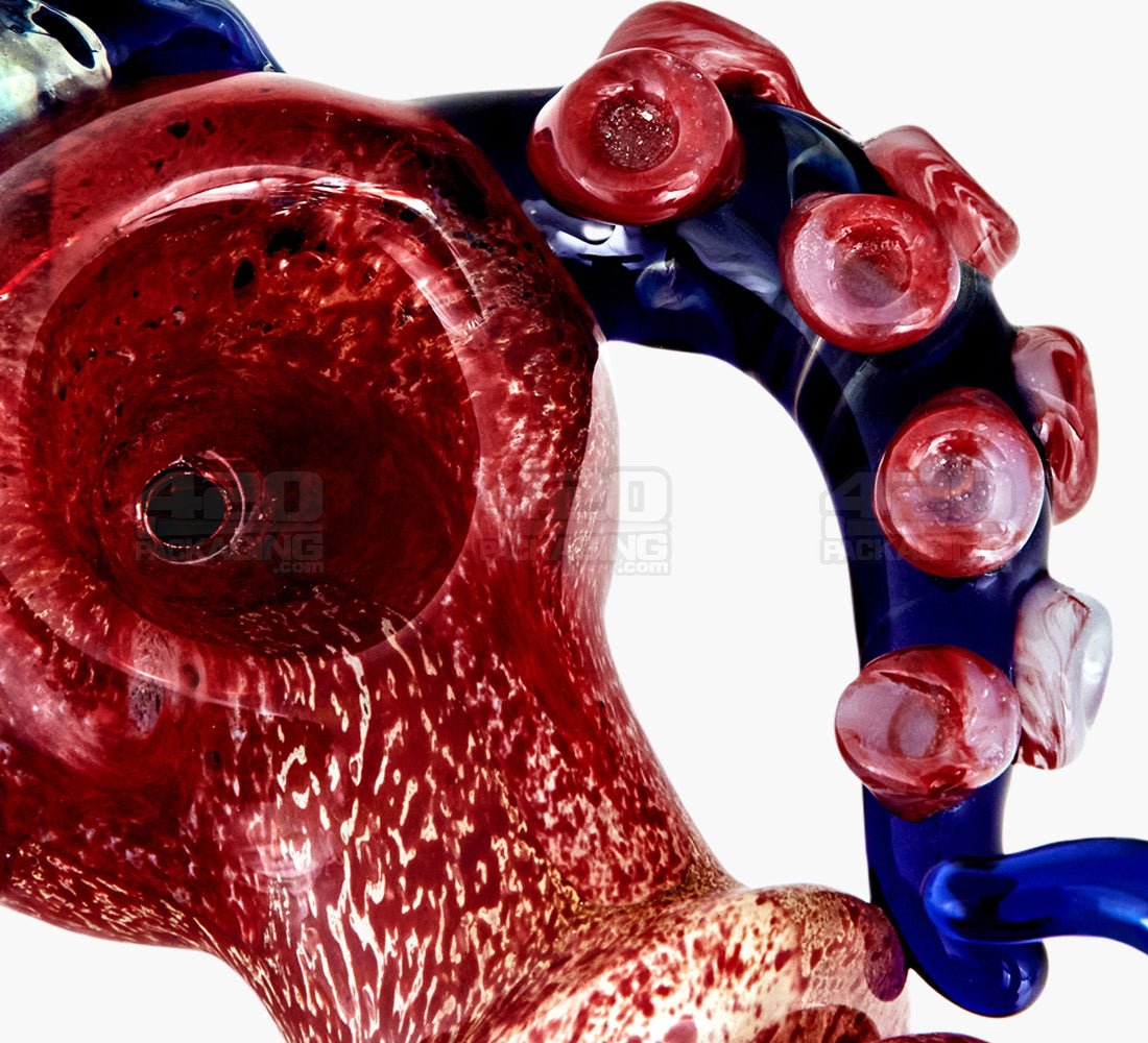 Heady Triple Ringed Frit Kraken Spoon Hand Pipe w/ Marble Eye & Double Tentacles | 6in Long - Very Thick Glass - Assorted - 3