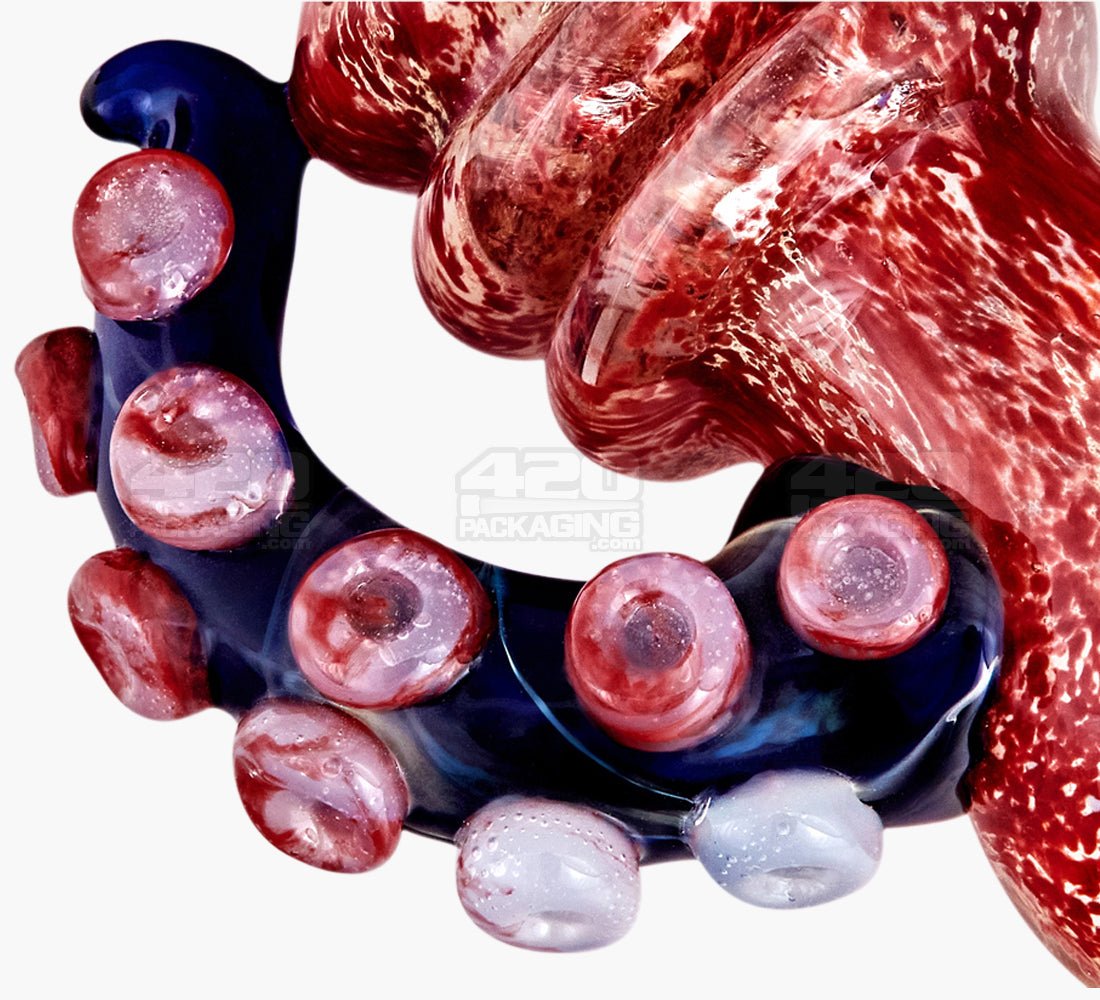 Heady Triple Ringed Frit Kraken Spoon Hand Pipe w/ Marble Eye & Double Tentacles | 6in Long - Very Thick Glass - Assorted - 4
