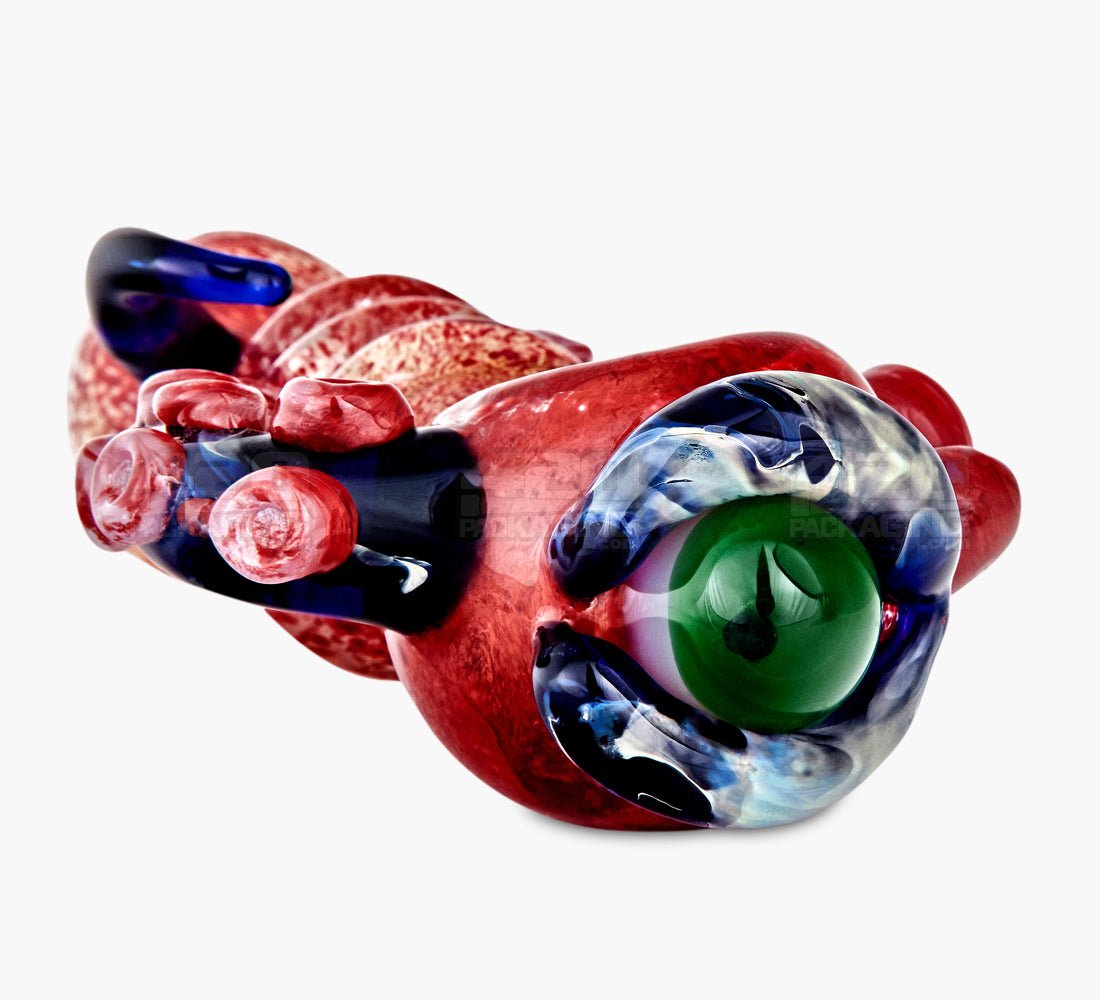 Heady Triple Ringed Frit Kraken Spoon Hand Pipe w/ Marble Eye & Double Tentacles | 6in Long - Very Thick Glass - Assorted - 5
