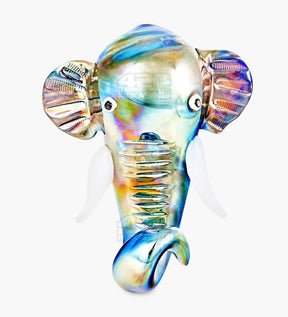 Metallic Coated Elephant Head Hand Pipe | 5in Long - Glass - Iridescent Blue - 7