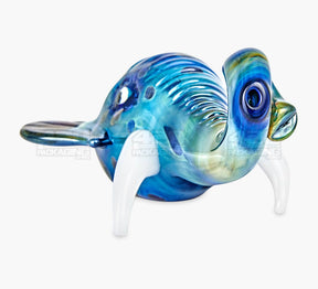 Metallic Coated Elephant Head Hand Pipe | 5in Long - Glass - Iridescent Blue - 5