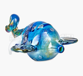Metallic Coated Elephant Head Hand Pipe | 5in Long - Glass - Iridescent Blue - 6