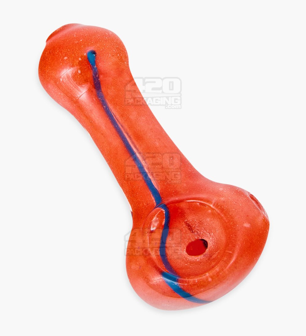 Striped & Frit Spoon Hand Pipe | 3in Long - Glass - Assorted - 1